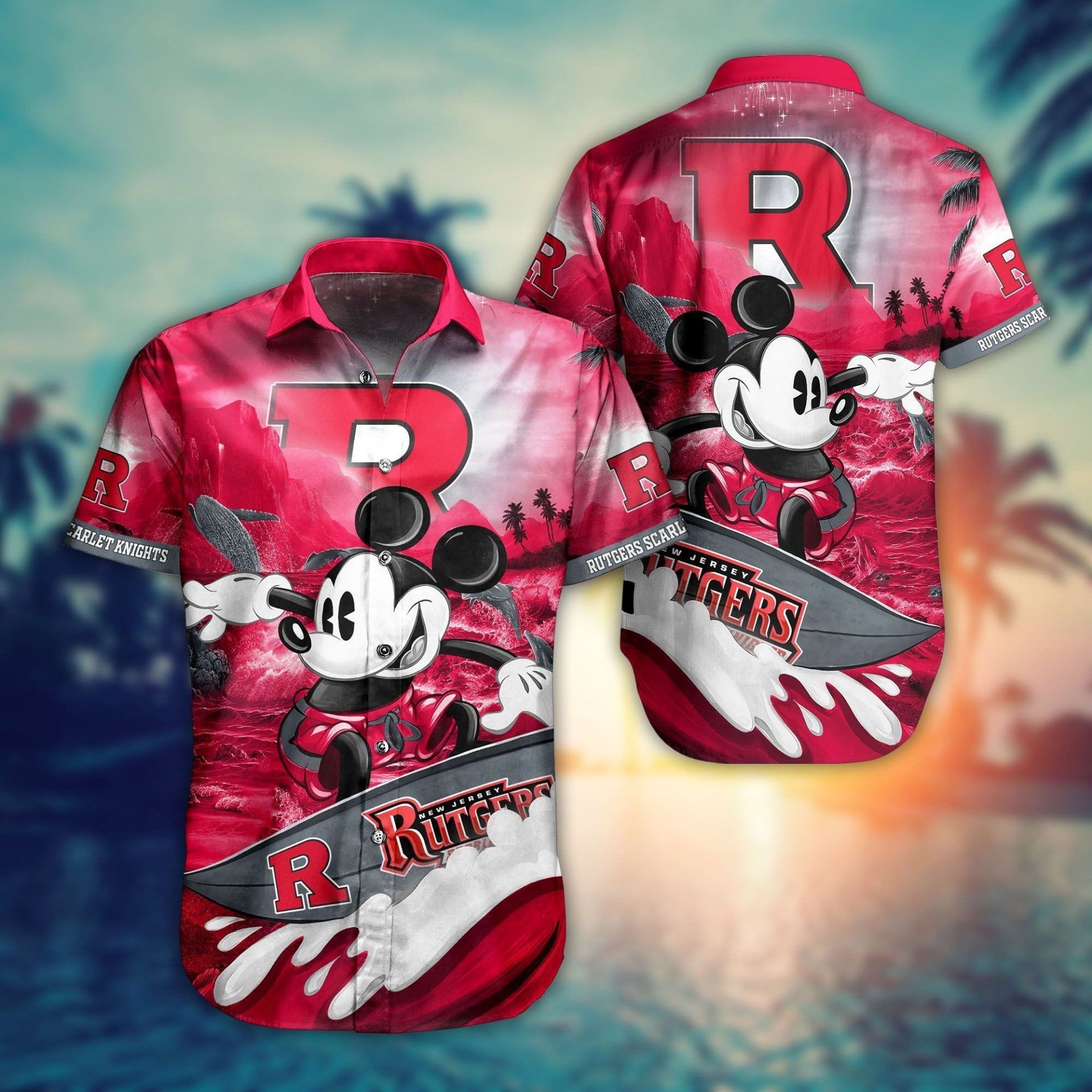 NCAA Rutgers Scarlet Knights Mickey Mouse Hawaiian Shirt