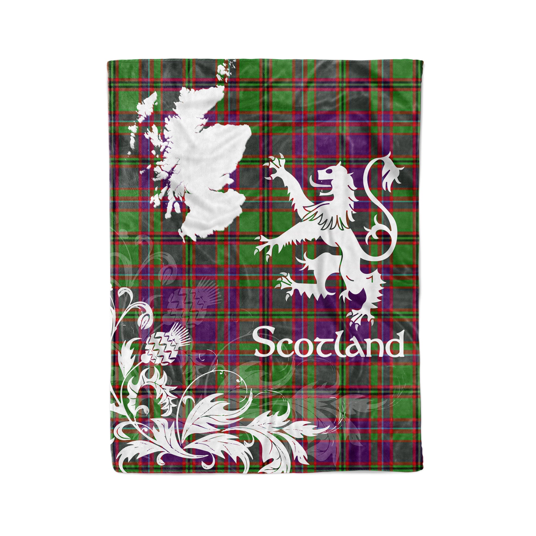 Tartan Plaid Fleece Blanket Tartan Blanket Thistle And Lion Scottish Clan Macintyre Of Glenorchy Plaid Blanket