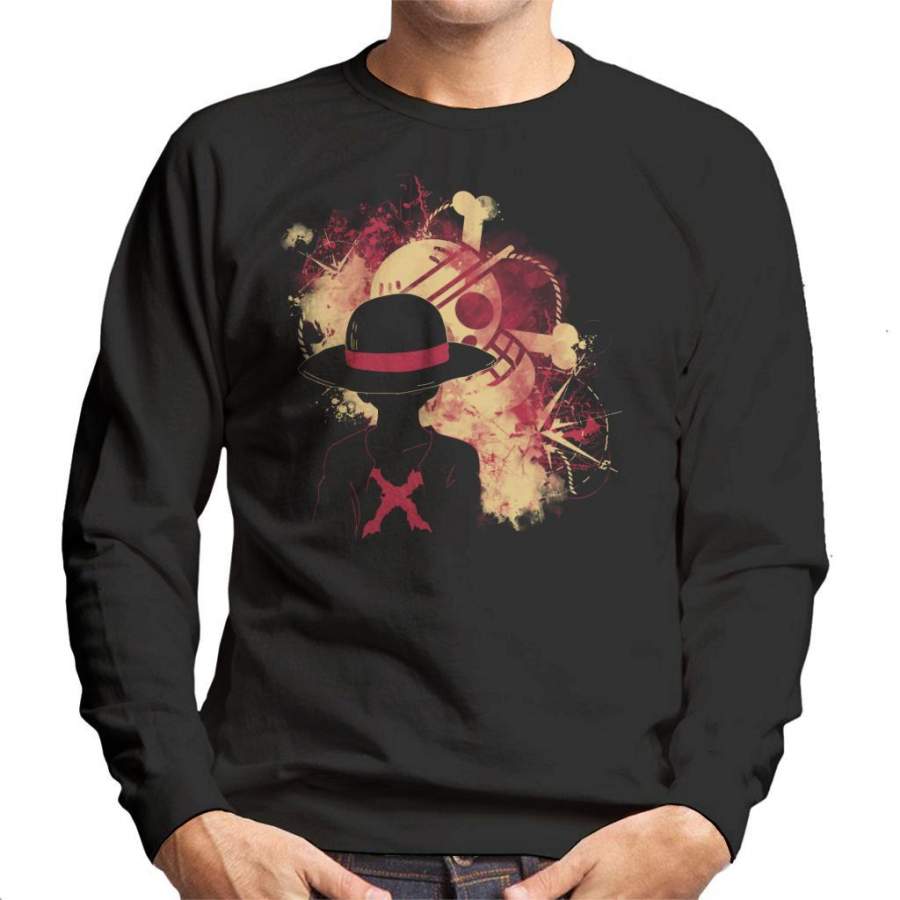 One Piece Straw Hat Skull Silhouette Men’s Sweatshirt