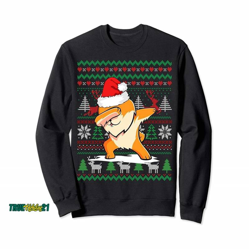 Ugly Christmas Pomeranian Dog Dabbing Apparel Funny Gift Sweatshirt