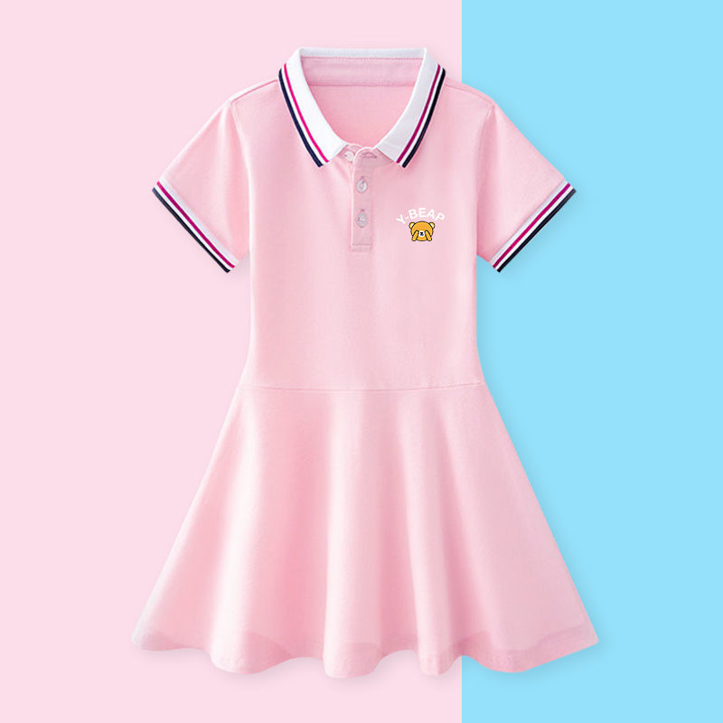 2022 Children’s Girls Summer Clothes Girls Short Sleeve Picque Polo Dress Short Sleeve Casual A-Line Dress Pleated Casual Dress alx