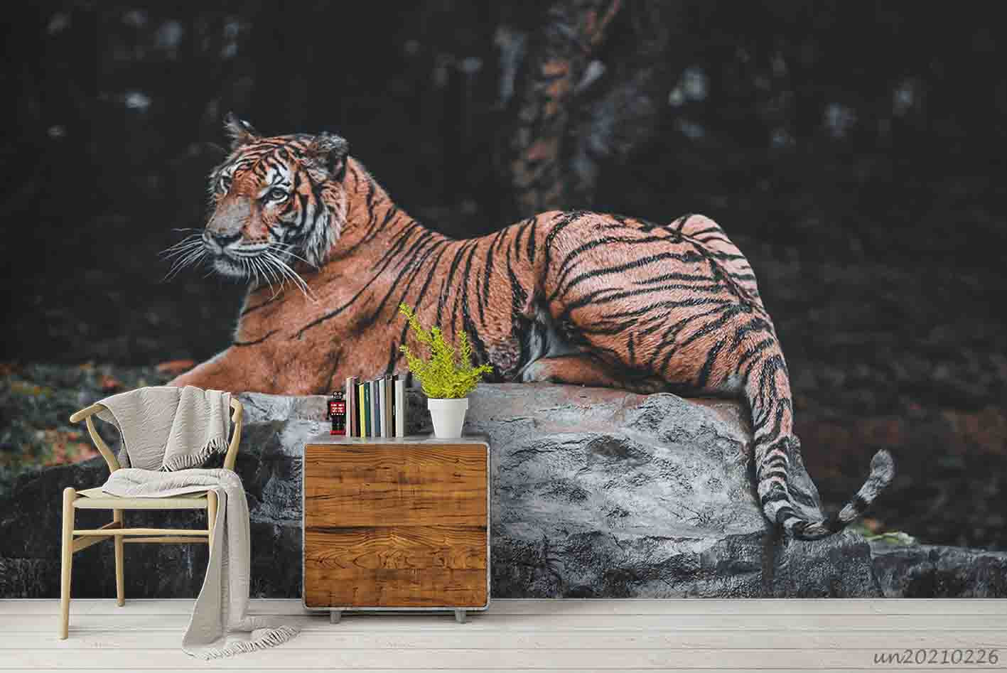 3D Wild Animal Tiger Wall Mural Wallpaper Lqh 76