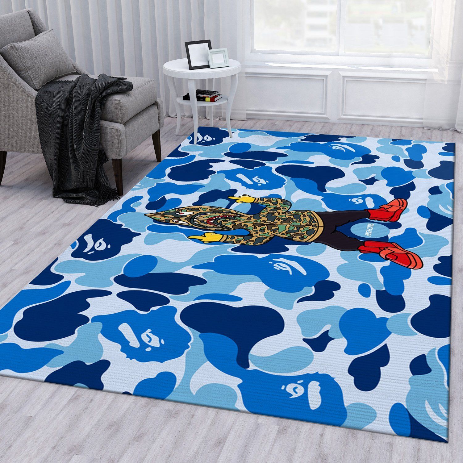 Bape Shark Area Rug For Christmas Bedroom Rug Us Gift Decor Area Rug For Living Room Bedroom Rug Home Decor