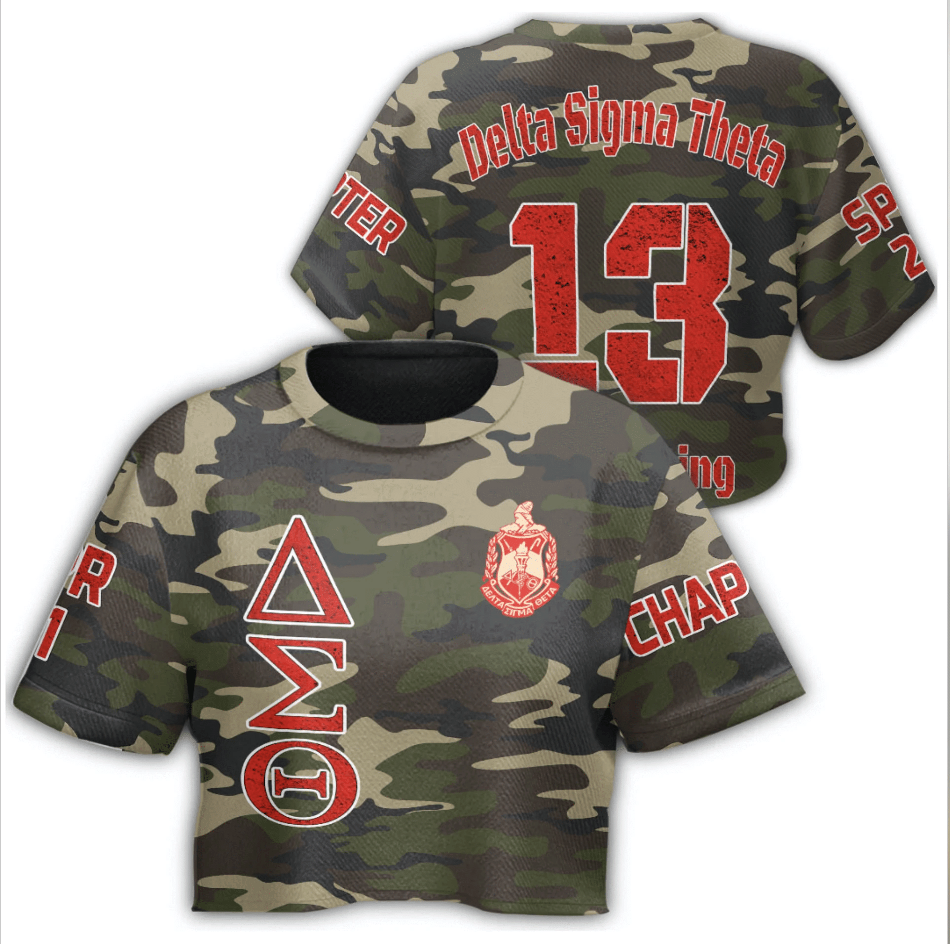 Sorority Tshirt – Personalized Delta Sigma Theta Camouflage Croptop Tshirt