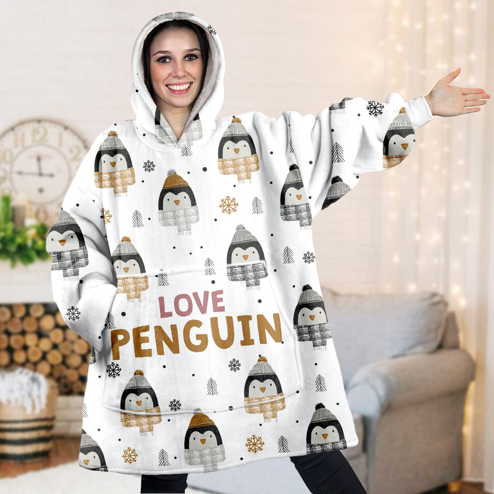 Penguin Lover Thaz2911009Z Wearable Blanket Hoodie