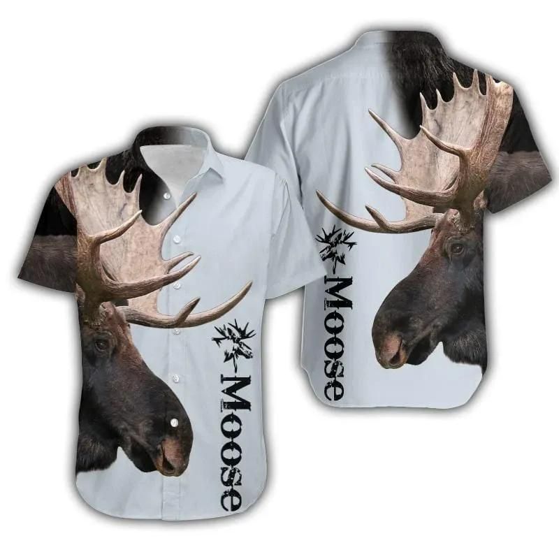 Awesome Moose Aloha Hawaiian Shirt Colorful Short Sleeve Summer Beach Casual Shirt For Men And Women