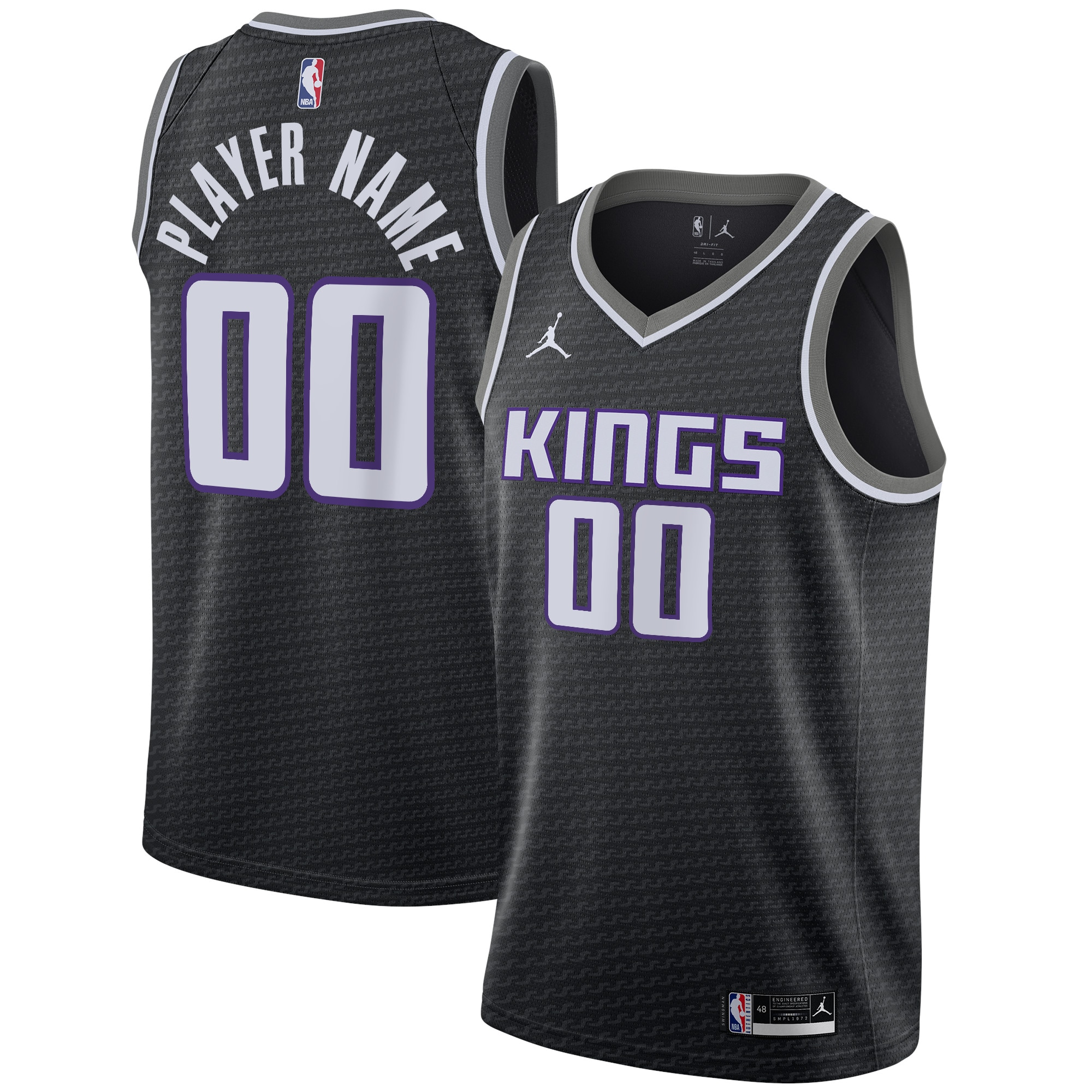 Sacramento Kings Jordan Brand Swingman Custom Jersey – Statement Edition – Black