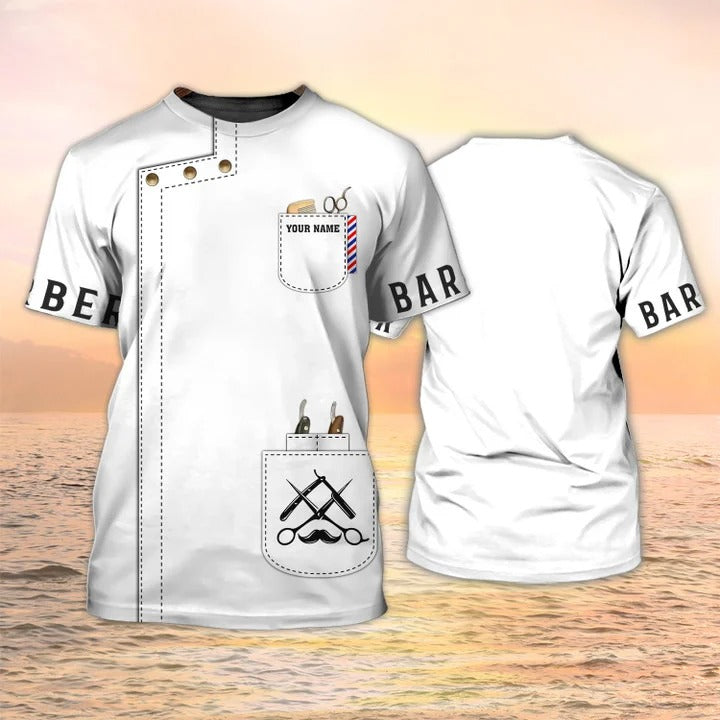 Barber T Shirt Custom Barber Shop Shirt White Barber Uniform