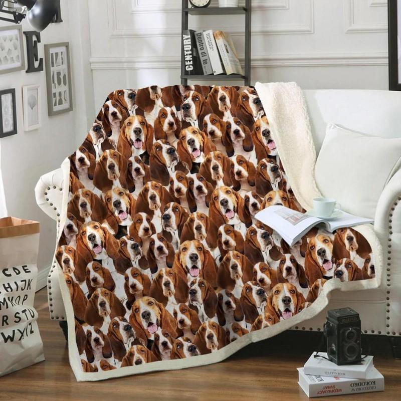 Basset Hound Blanket A Bunch Of Dogs Blaket Dog Blanket Print