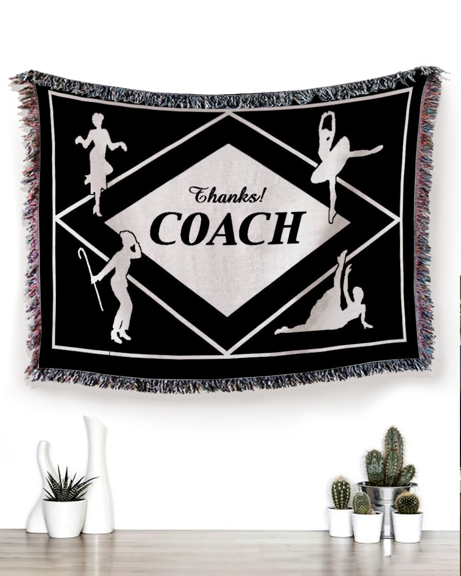 Woven Throw For Sports Lovers Christmas Gift, Thanks Coach – Dancing, Cotton Blanket