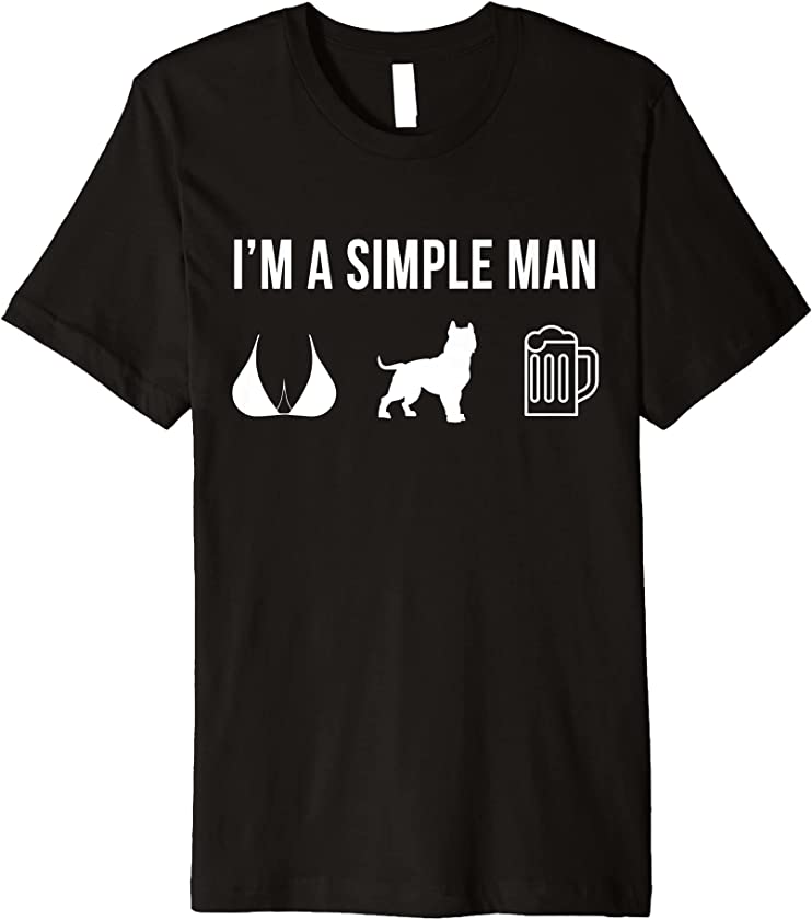 Mens Pet American Pit Bull Terrier Dog Puppy Simple Man Premium T-Shirt