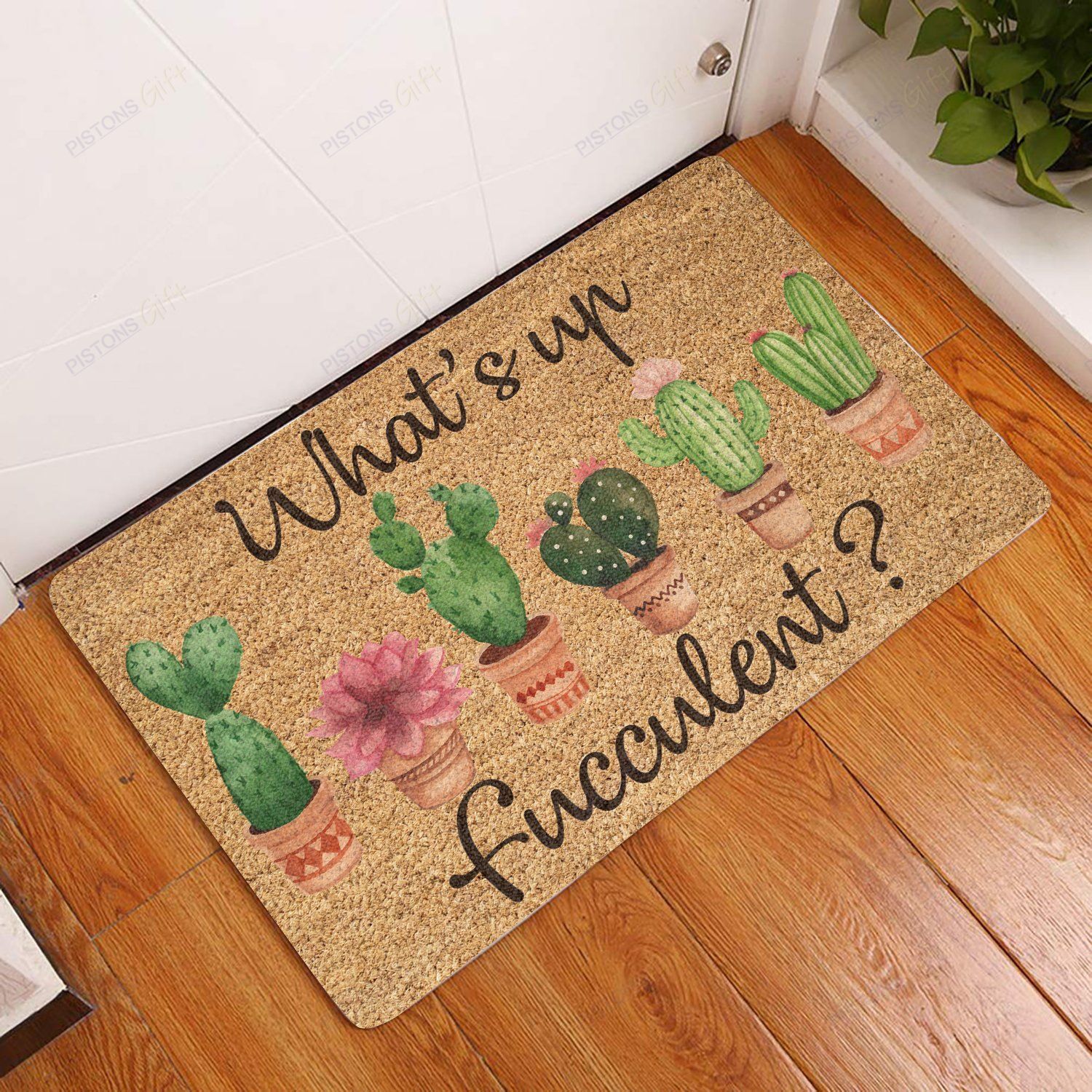 What’s Up Fucculent Coir Pattern All Over Printing Doormat