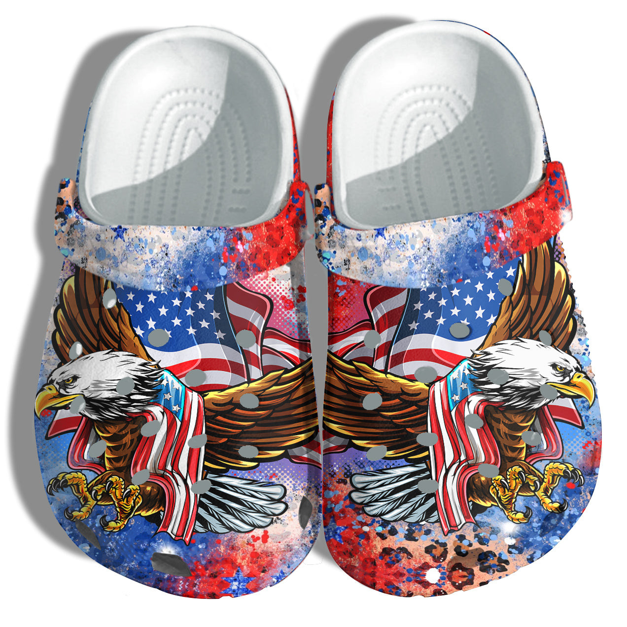 Brave Eagle Hawk America Flag Shoes Gift Women – Leopard Tie Dye 4Th Of July Shoes Birthday Gift