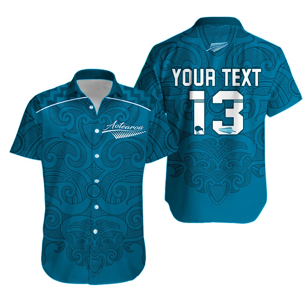 (Custom Personalised) Maori 2021 Hawaiian Shirt – Turquoise Aotearoa Tattoo – Custom Text And Number Lt13