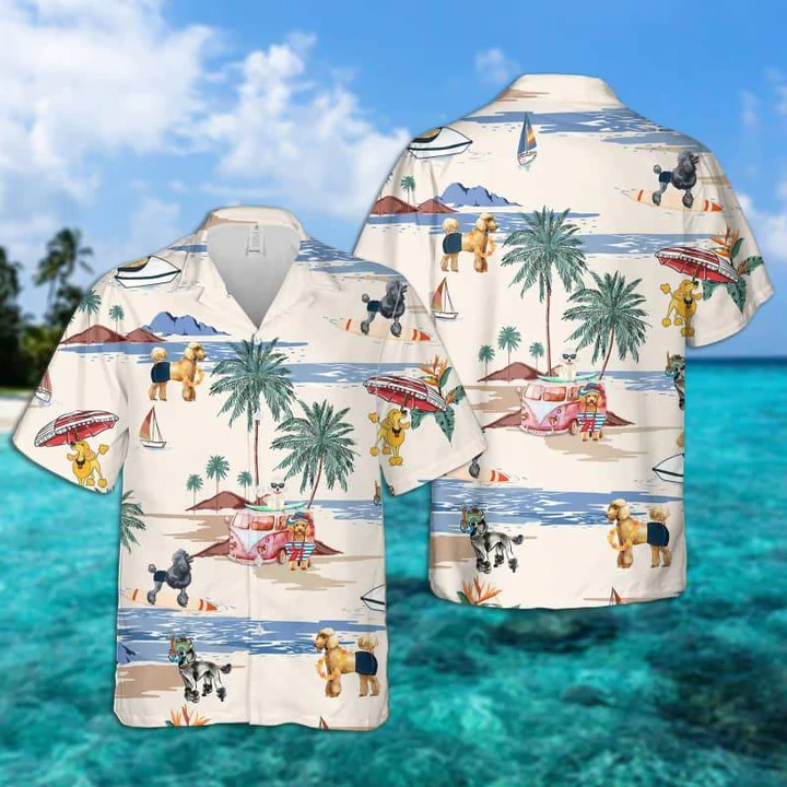 Poodle Summer Beach Hawaii Hawaii Shirts For Men Women Short Sleeve Aloha Shirt Ha18378