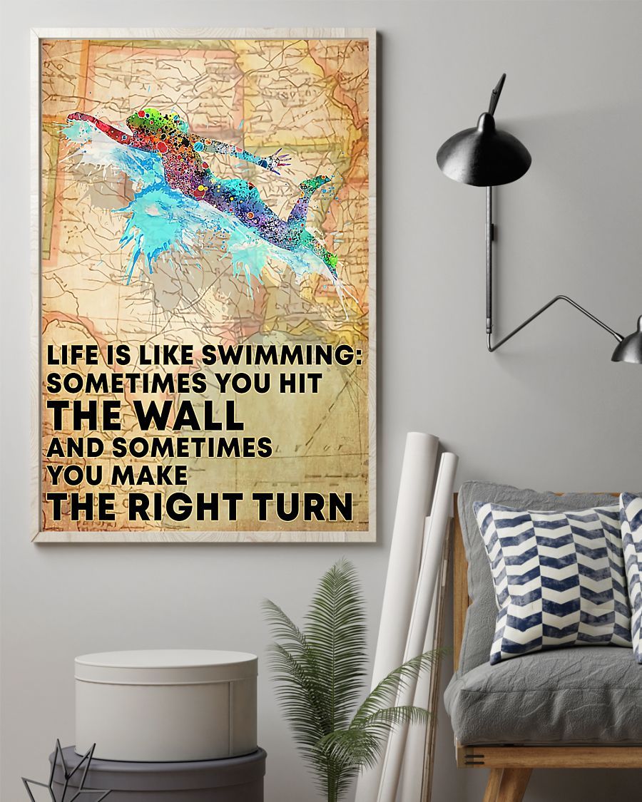 Swimmer Life Is Just Like Swimming Vertical Canvas And Poster | Wall Decor Visual Art