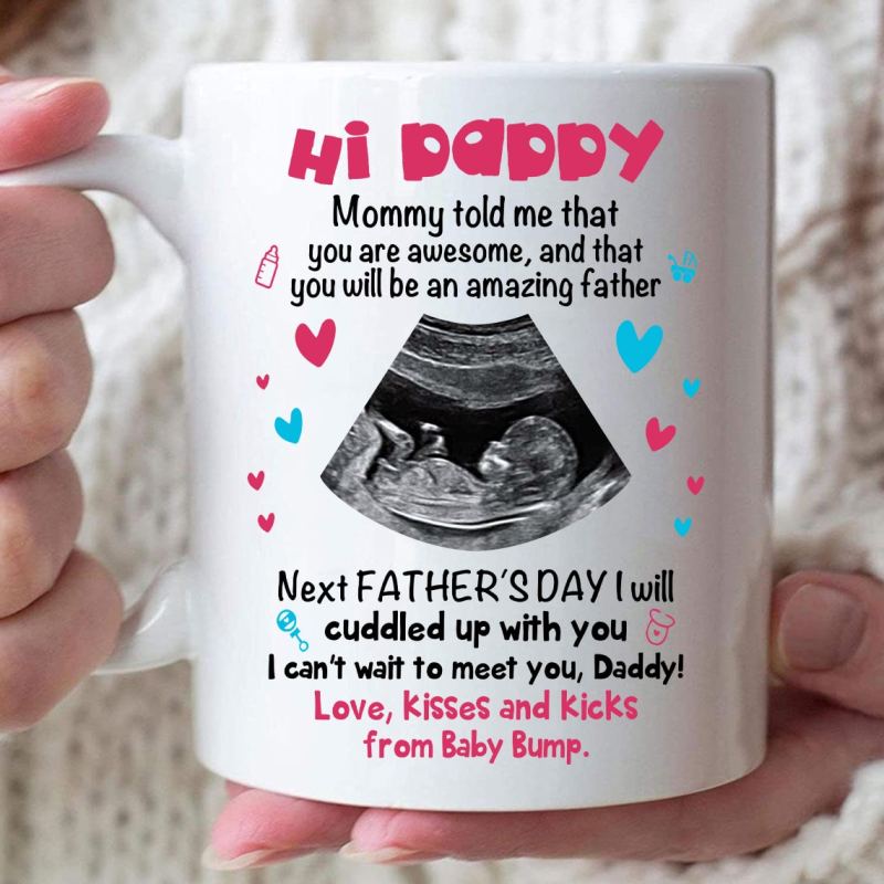 Personalized Ultrasound Gift For Dad To Be Hi Daddy Mug