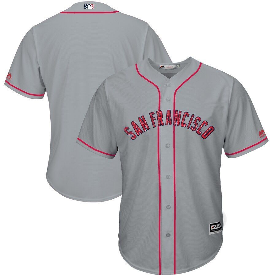 San Francisco Giants Majestic Stars Stripes Cool Base Team Jersey Gray 2019