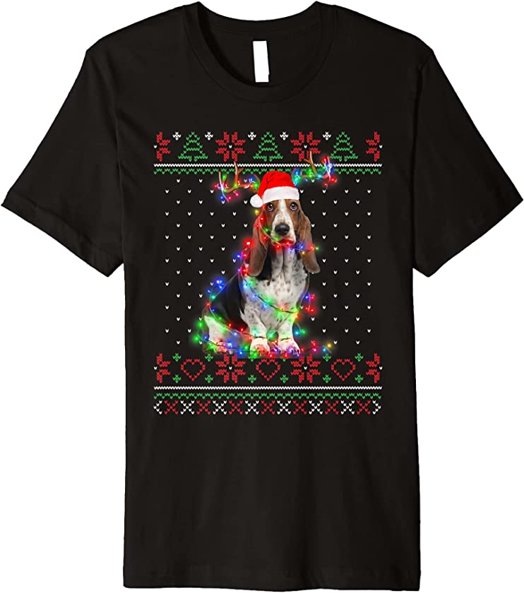 Basset Hound Dog Ugly Sweater Christmas Puppy Dog Lover Premium T-Shirt