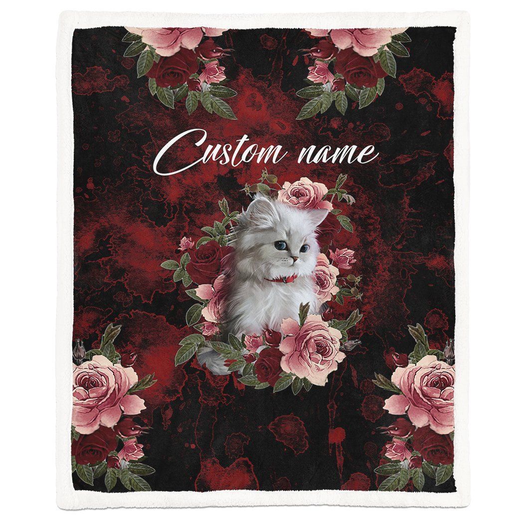 Casespring 3D Cat And Flower Custom Name Blanket