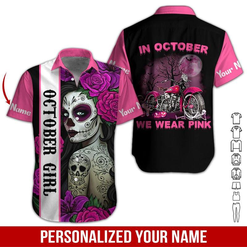 Breast Cancer Awareness Custom Name Hawaii Shirt For Men And Women Ha56843