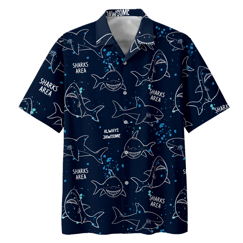 Sharks Are Print Short Sleeve Hawaiian Casual Shirt