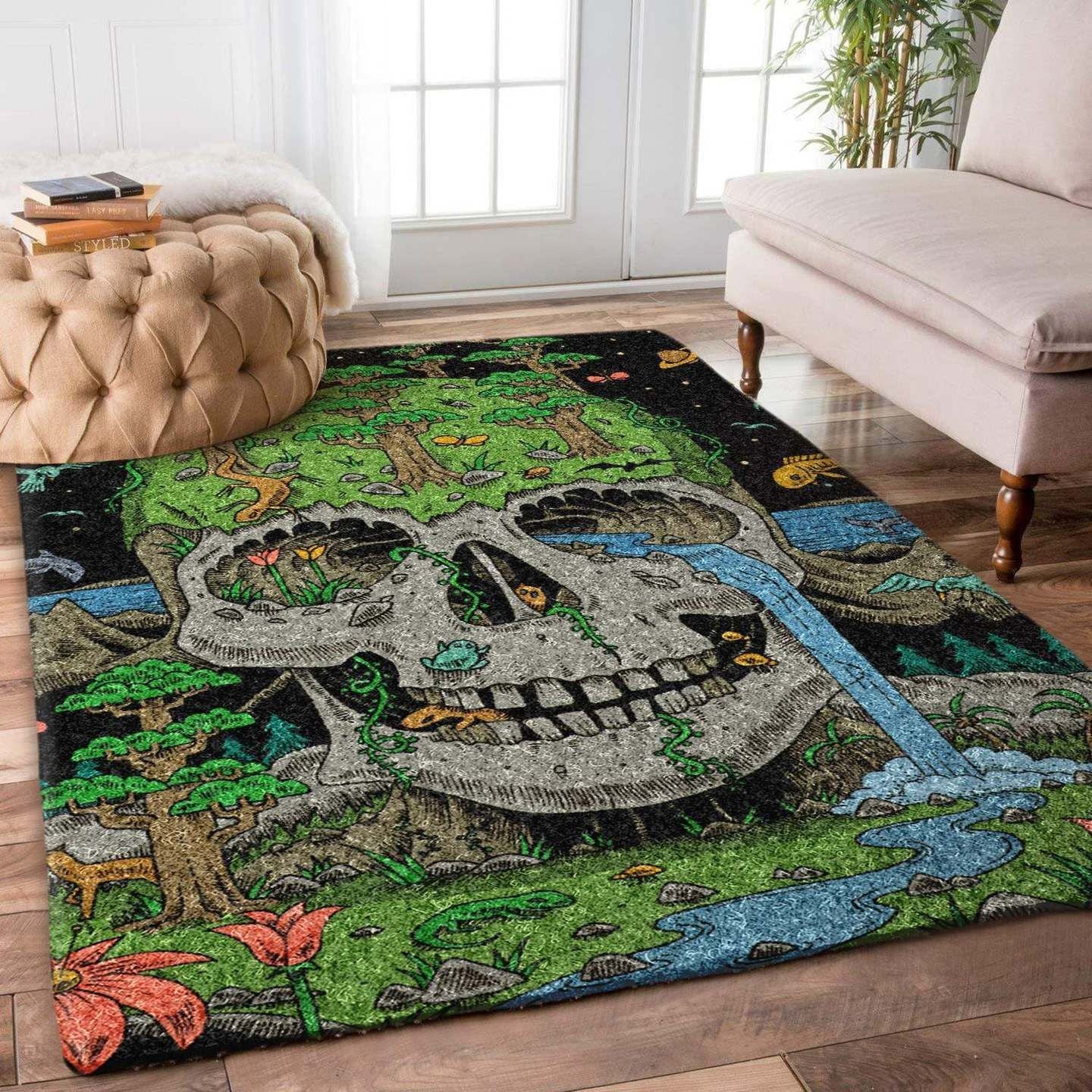 Skull The Forest And Animals Area Rectangle Rug