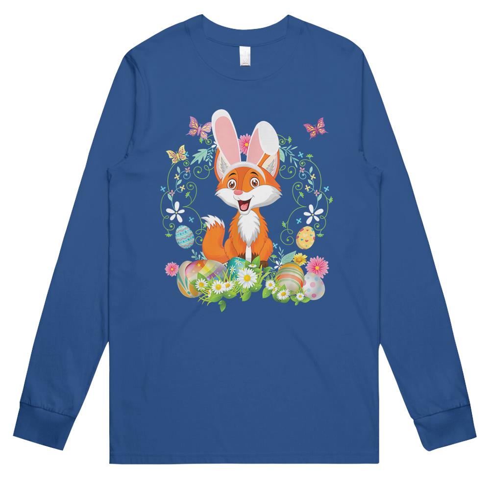 Bunny Fox Happy Easter Day Lover Egg Hunt Lovely Cute Long Sleeve T Shirts