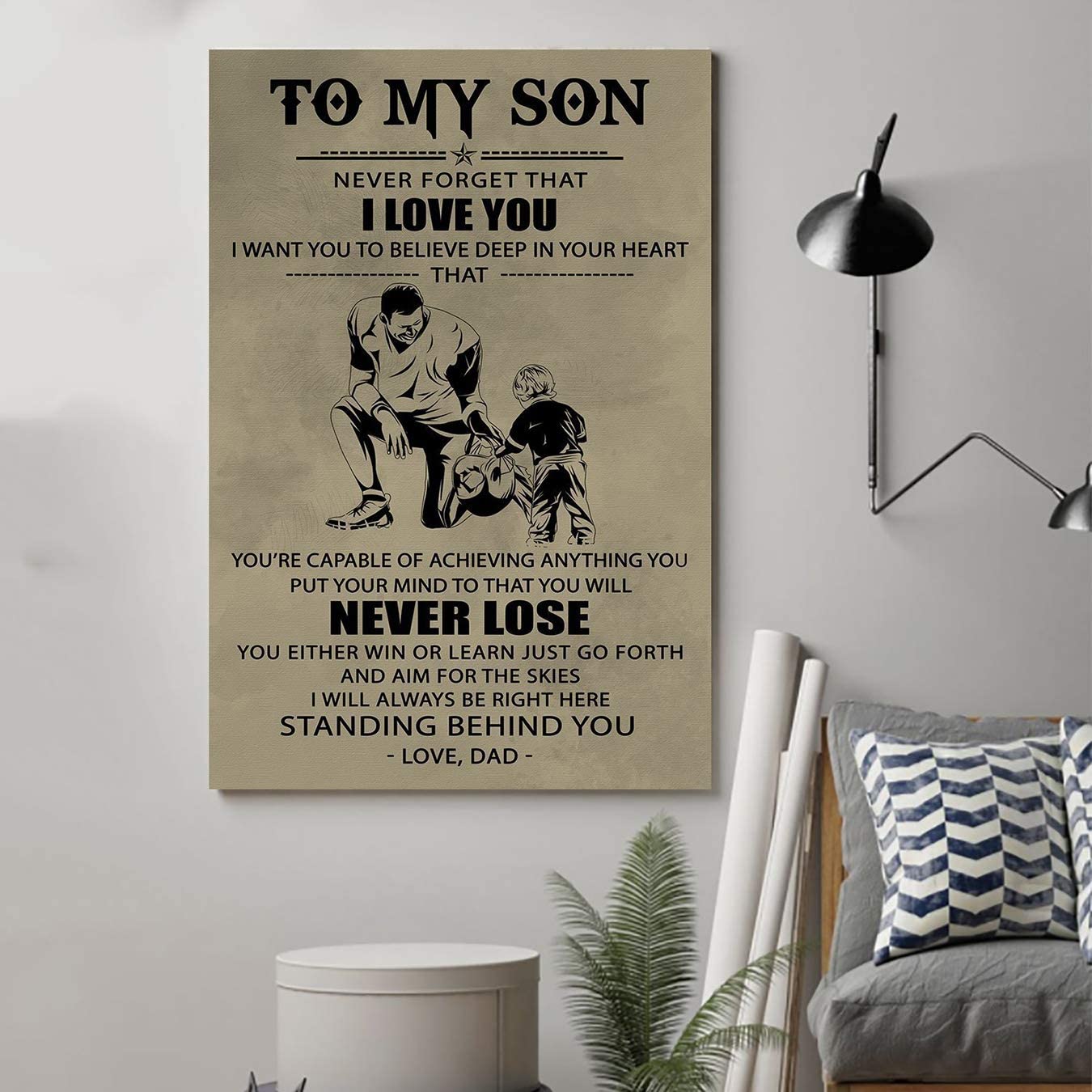 Family Posters-A American Football Poster – Dad to Son – Standing Behind You