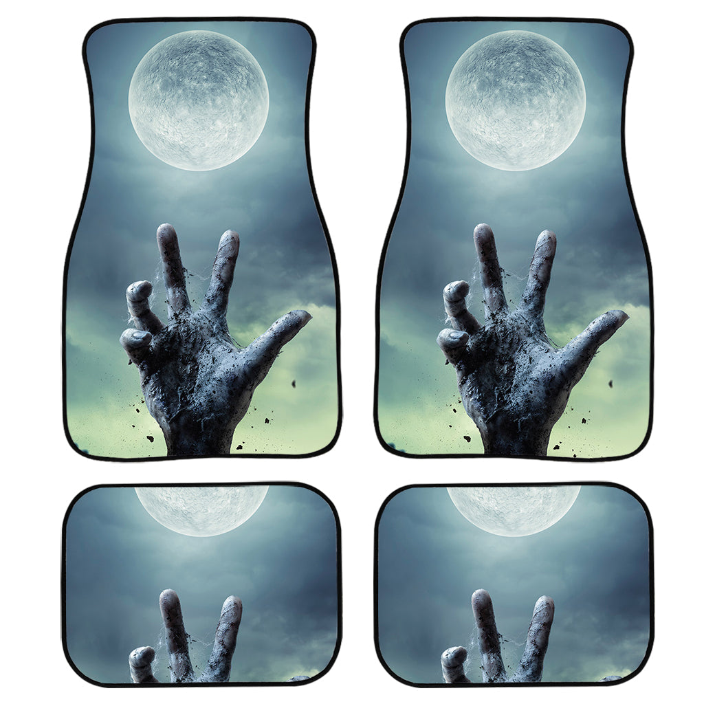 Zombie Hand Rising From Grave Print Front And Back Car Floor Mats, Front Car Mat