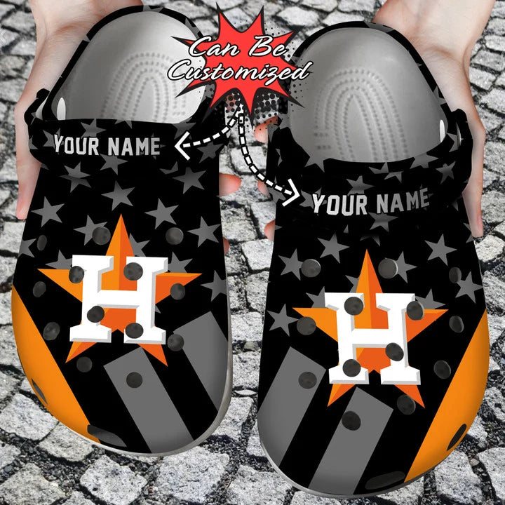 Baseball Crocss – Personalized Houston Astros Star Flag Clog Shoes