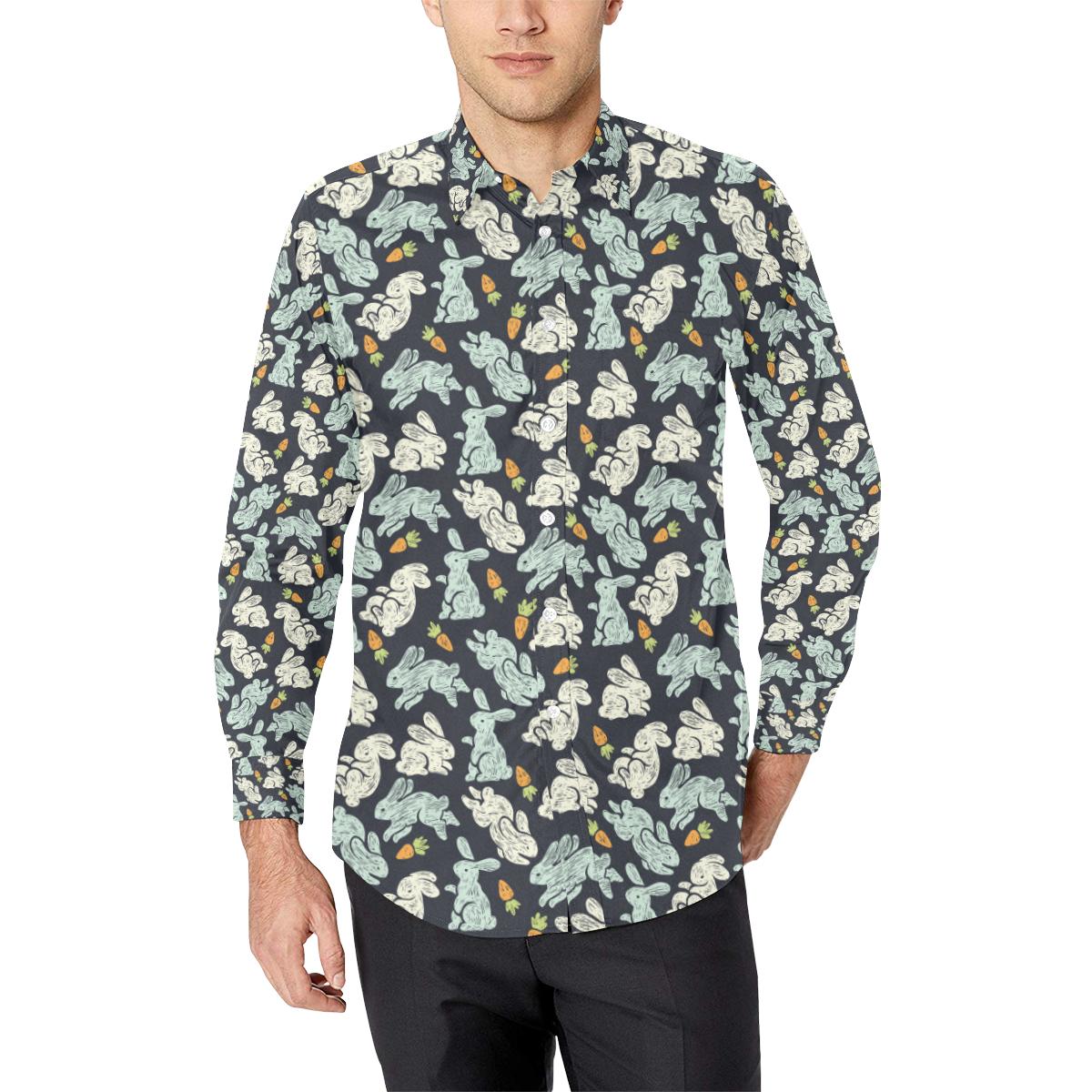 Bunny Pattern Print Design 04 Long Sleeve Dress Shirt