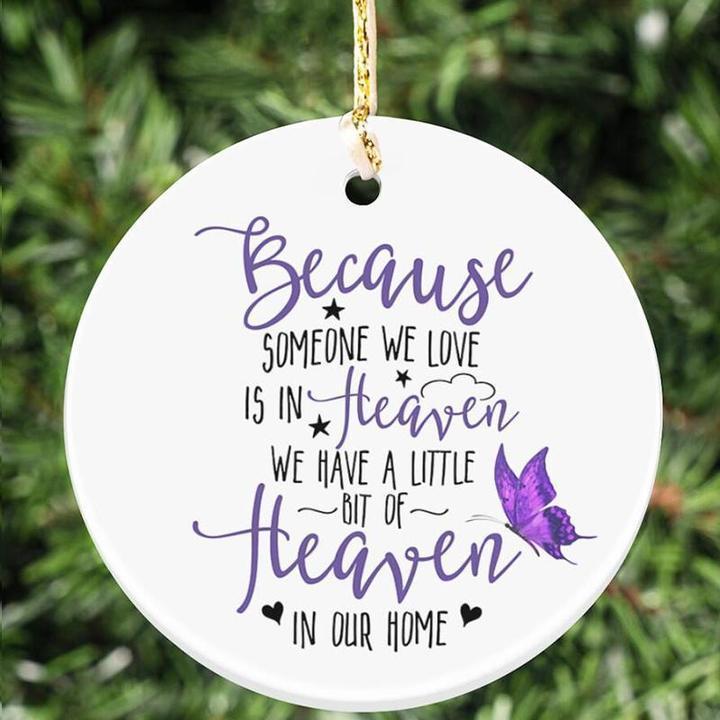 Someone We Love Is In Heaven Circle Ceramic Ornament Porcelain Ceramic Home Decorations Ornament Pendant Christmas Tree Gift For Family Friend Memorial Gift