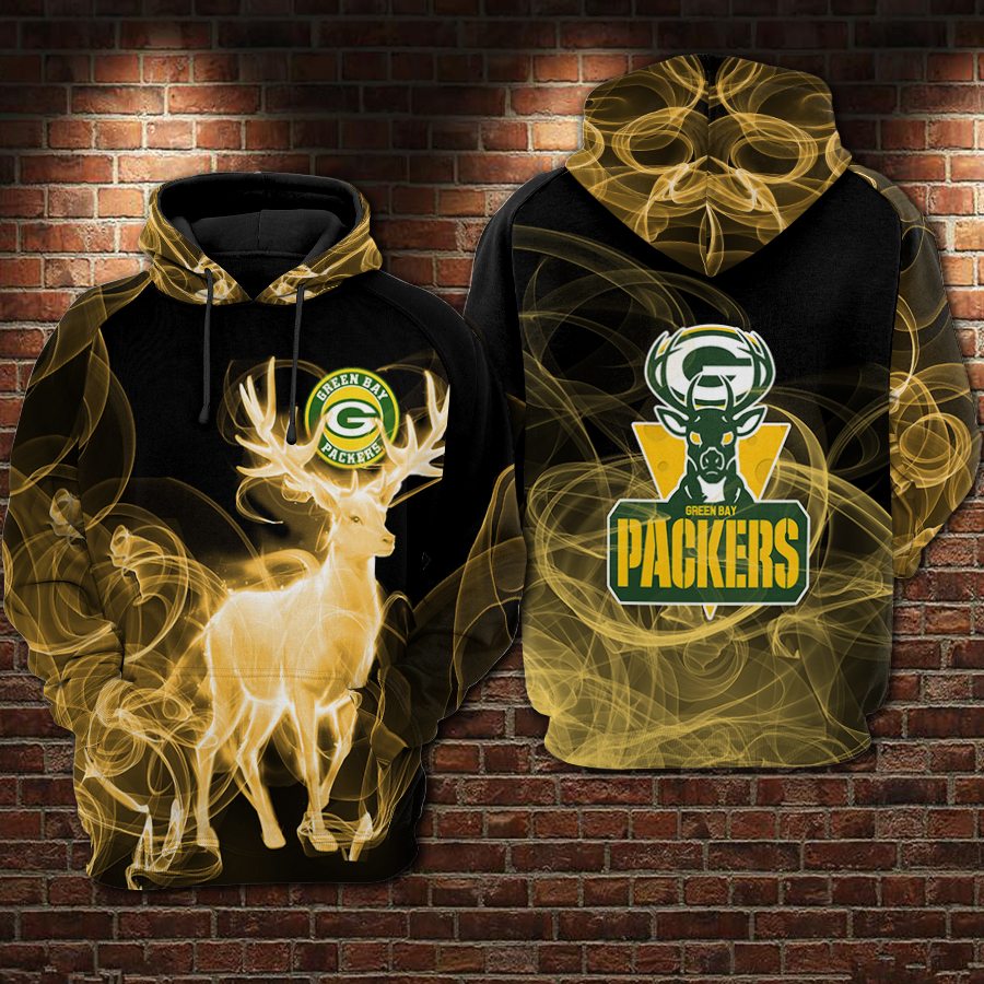 Green Bay Packers Football Smoke Deer 3D Hoodie For Men For Women Green Bay Packers All Over Printed Hoodie Green Bay Packers Hoodie 3Dshirt