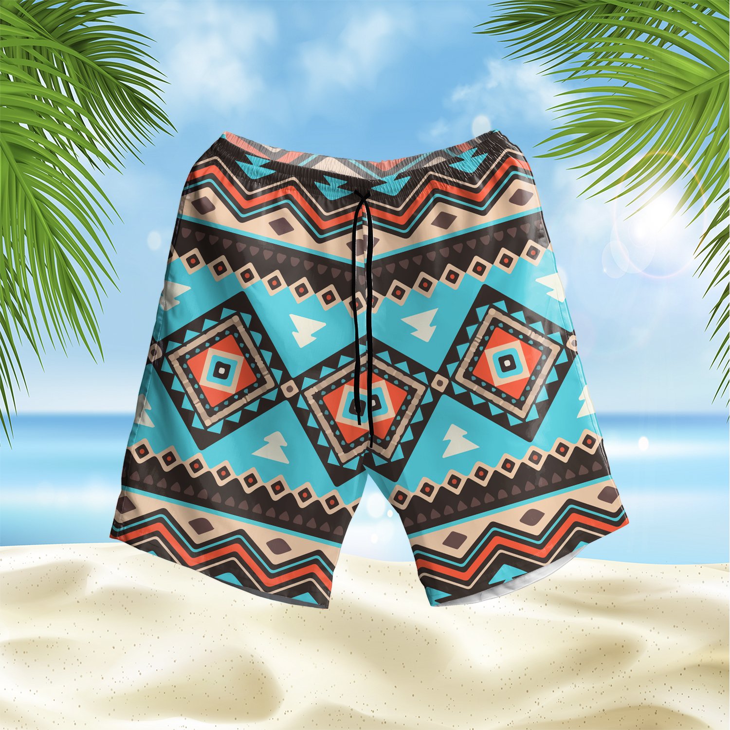 Line Shapes Ethnic Pattern Hawaii Shorts Ha51482