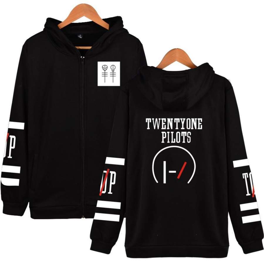 Twenty One Pilots Print Adult Hoodie Long Sleeve Casual Zip Sweatshirt