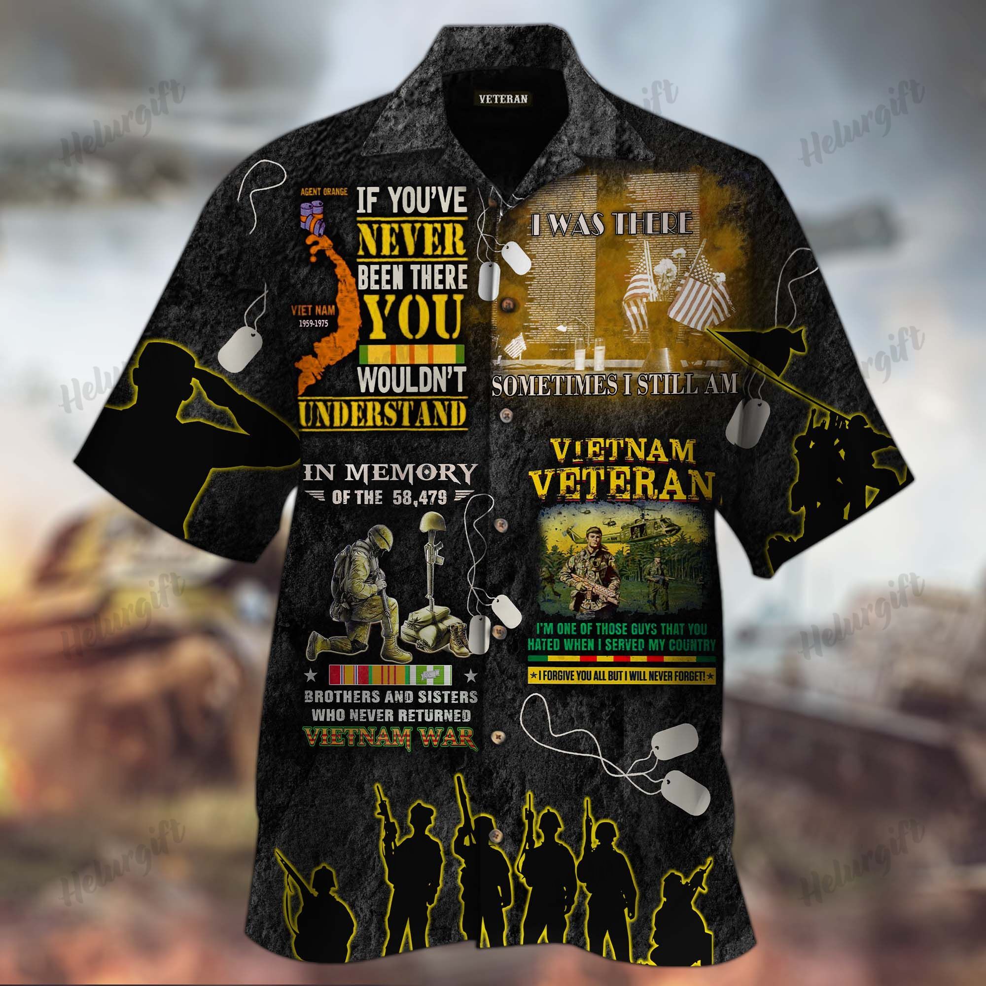 Vietnam Veteran Memorial Hawaiian Aloha Short Sleeve Shirt Ha17139