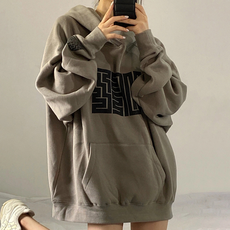 Vintage Hoodies Women Loose Cool Ins High Street Fashion Teenager Harajuku Printed Hip-hop Chic Autumn Outerwear Korean Style BF alx