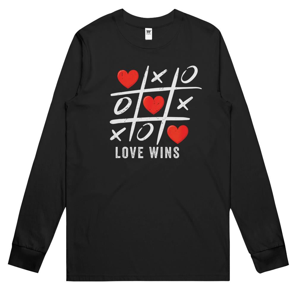 Tic Tac Toe Hearts Love Wins Valentines Day Long Sleeve T Shirts