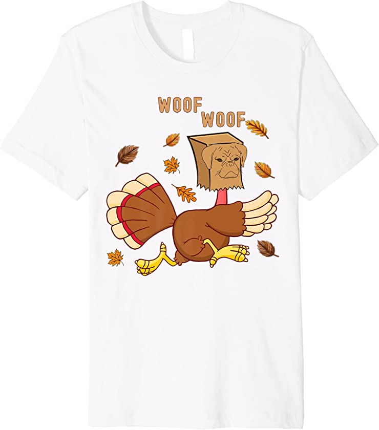 Thanksgiving Dog Funny Fake Puppy Woof Thanksgiving Turkey Premium T-Shirt