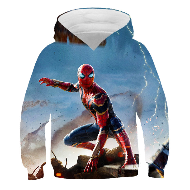 Winter Autumn Marvel Spiderman Children Boys Hooded Sweatshirts Clothes For Kids Plus Pullovers Tops Teen Boys Clothes 4 5 6 7 8 alx