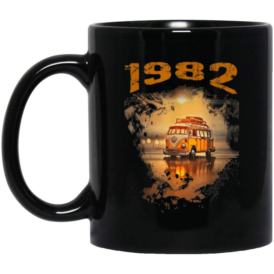 1982 Vintage Hippie Van Birthday Retro 80s Van Gift 11 oz 15 oz Black Mug