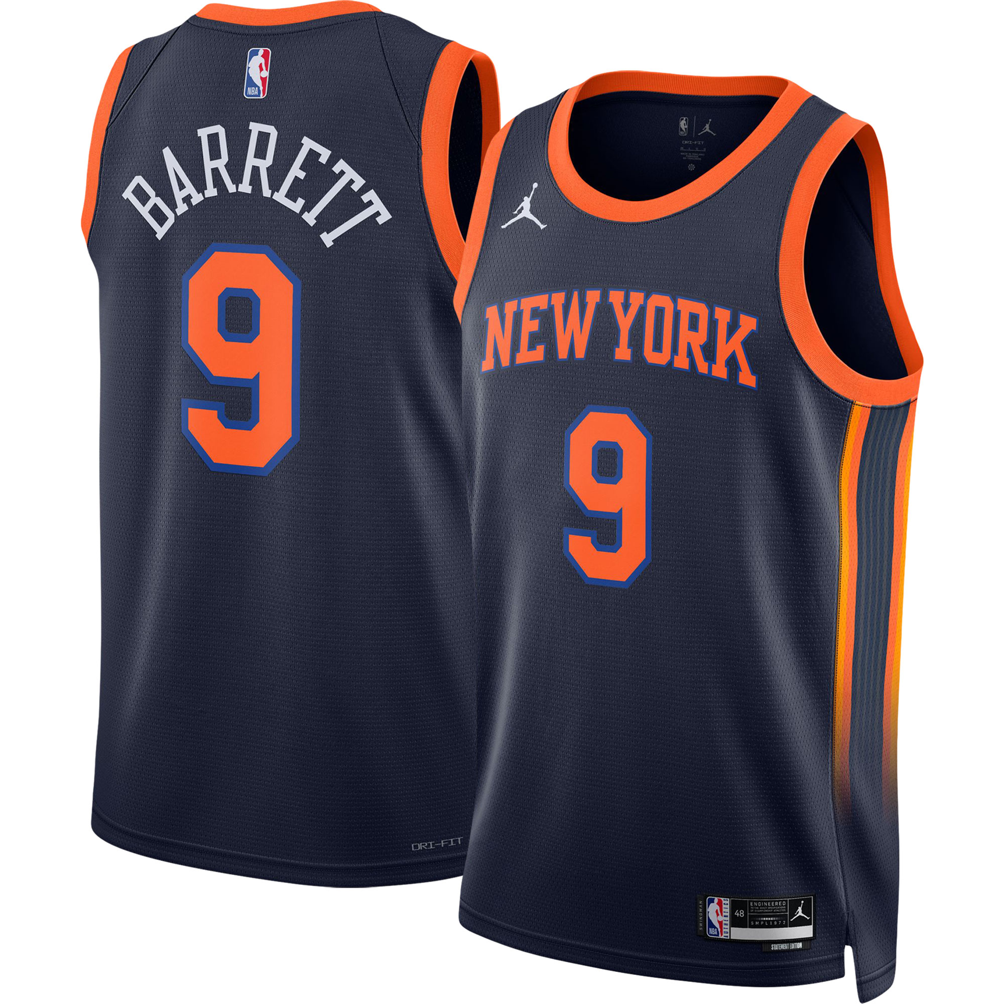 RJ Barrett New York Knicks Jordan Brand Unisex Swingman Jersey – Statement Edition – Navy