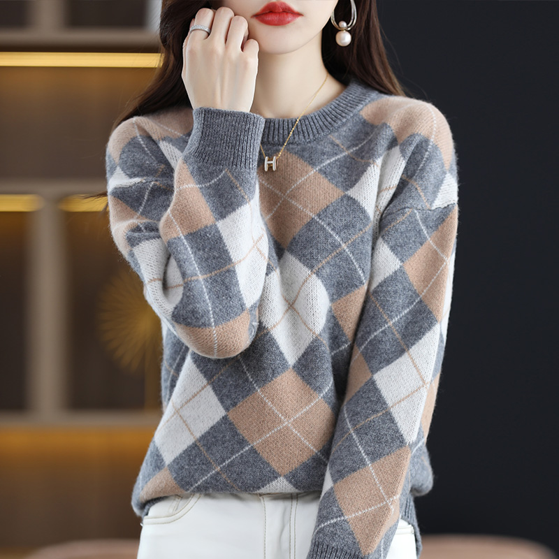 2022 Autumn And Winter New Round Neck Women’s 100% Pure Wool Sweater Knitted Korean Version All-Match Bottoming Shirt alx