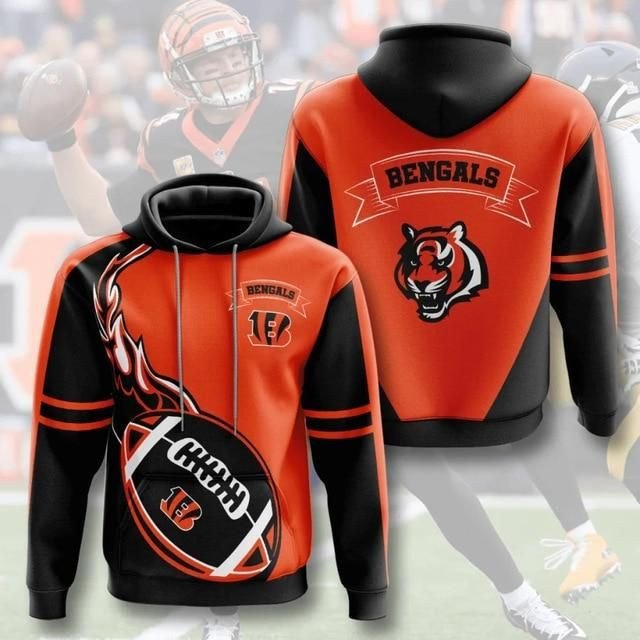 Cincinnati Bengals Flame Ball 62 Unisex 3D Hoodie Gift For Fans