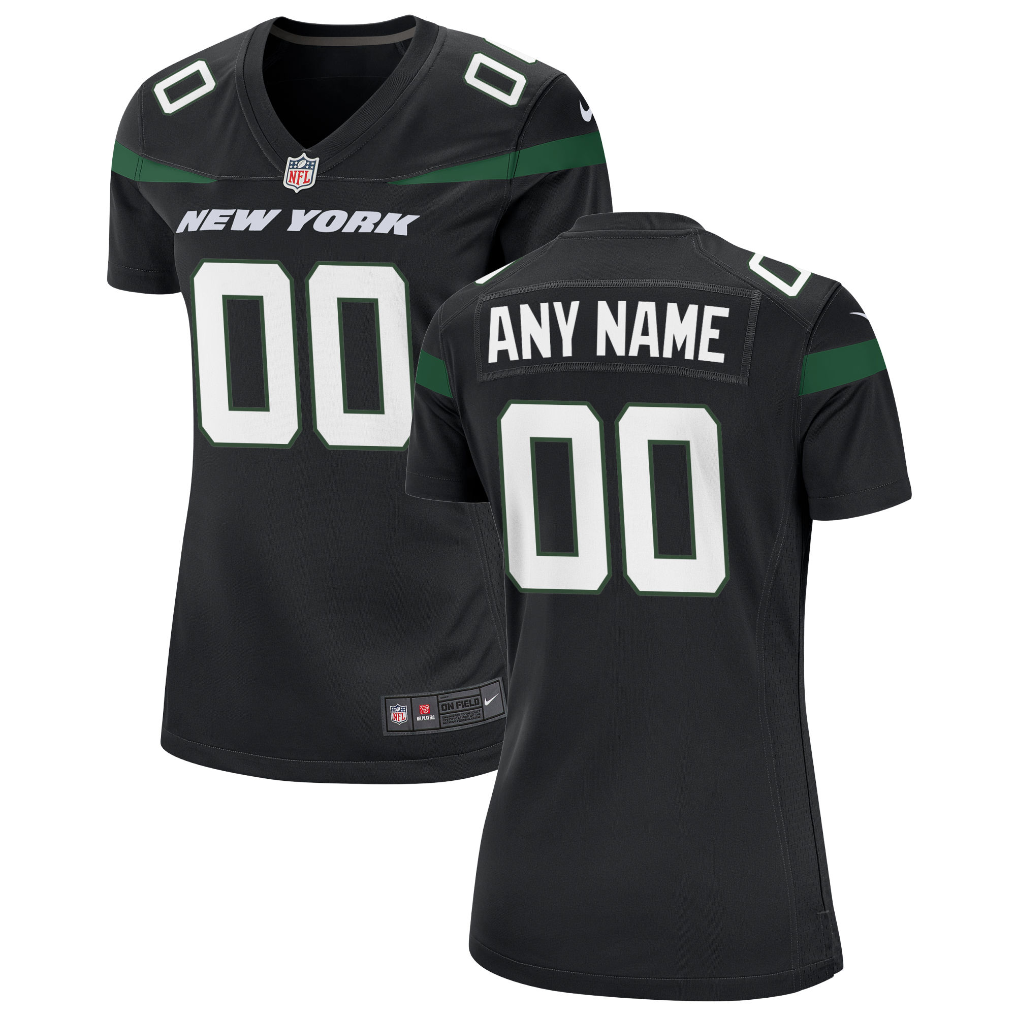 New York Jets Women's Alternate Custom Game Jersey – Stealth Black