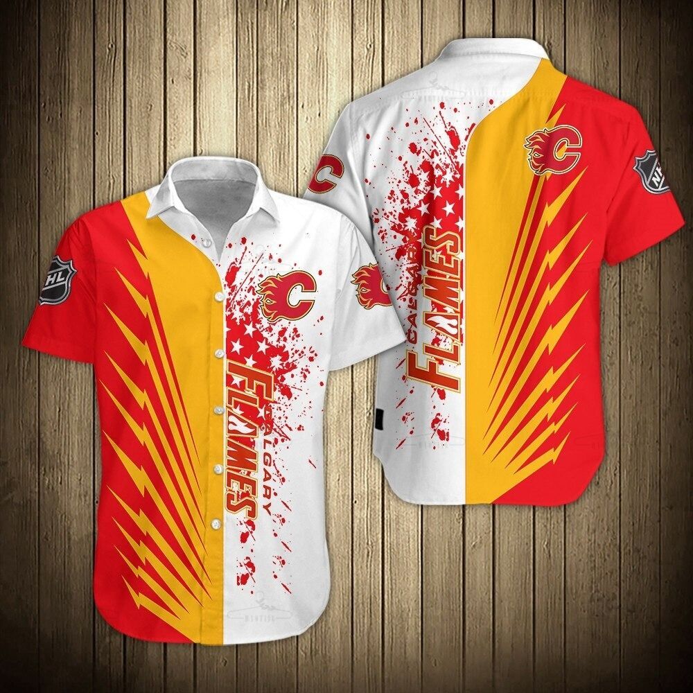 Calgary Flames Shirts 3D Color Cool Short Sleeve