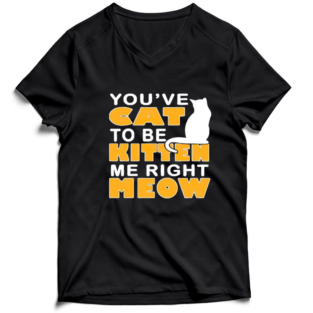 Are You Kitten Me Right Meow Yellow Men’s V-Neck Tee T-Shirt