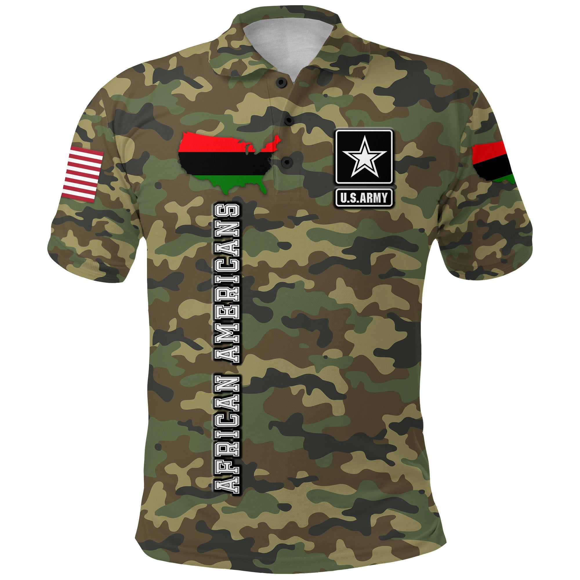 (Custom Personalised) Military Of African Americans Polo Shirt Flag Simple Style Lt8