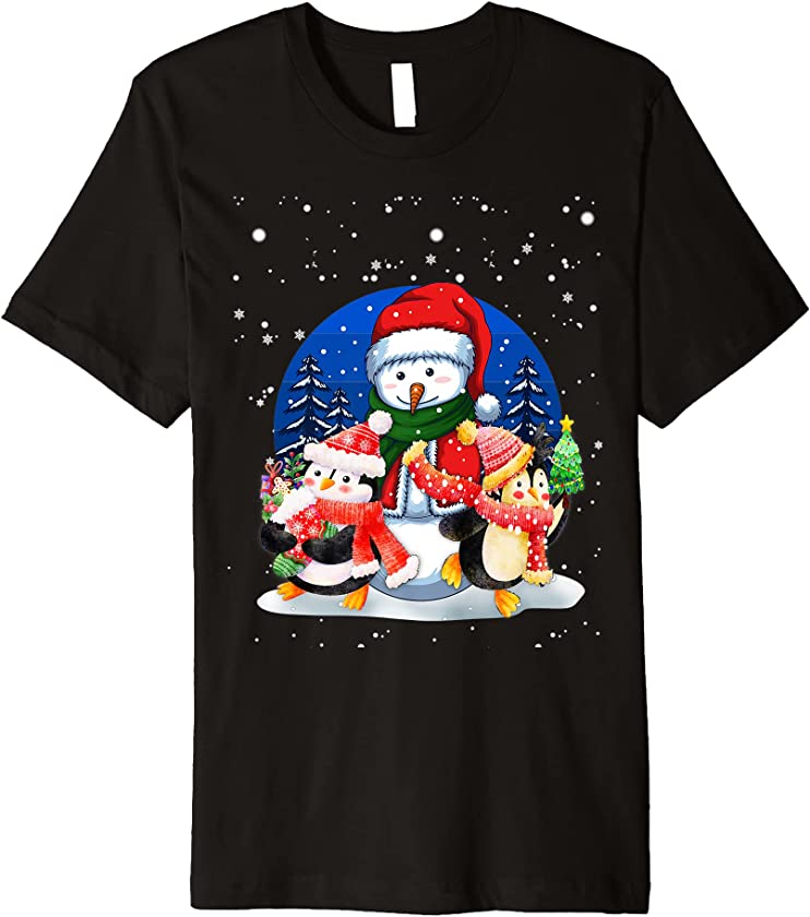 Penguin And Snowman This Is My Christmas Pajama shirt Funny Premium T-Shirt